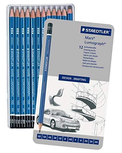 Staedtler Mars Lumograph Art Drawing Pencils, 12 Pack Graphite